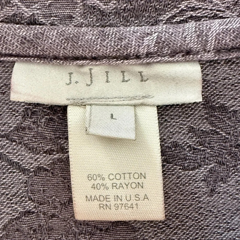 J. Jill Shirt Jacket  Size L Cotton Blend Button Embossed Long Sleeve Lavender L